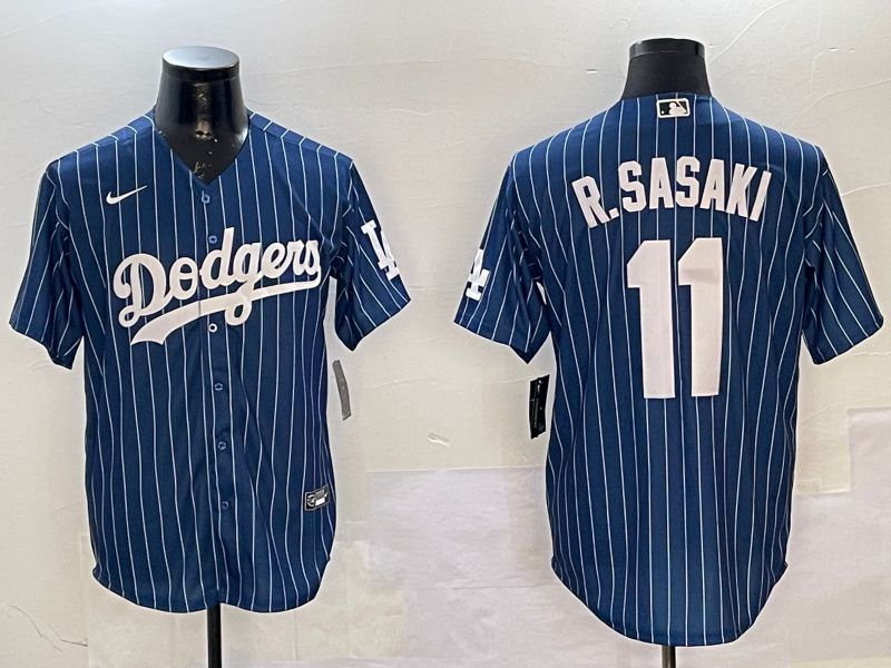 Men Los Angeles Dodgers 11 R.Sasaki Blue Stripe Fashion Game 2025 Nike MLB Jersey style 10
